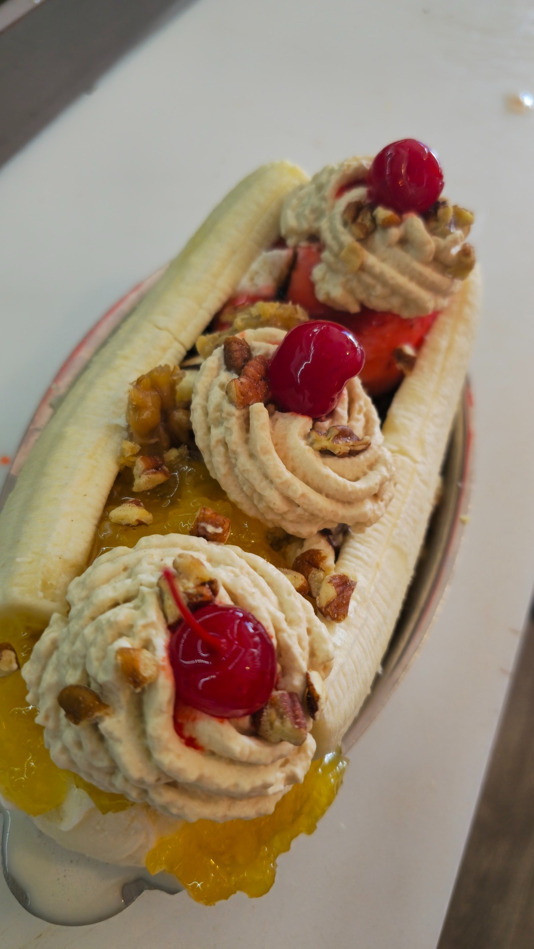 The Augie banana split from above